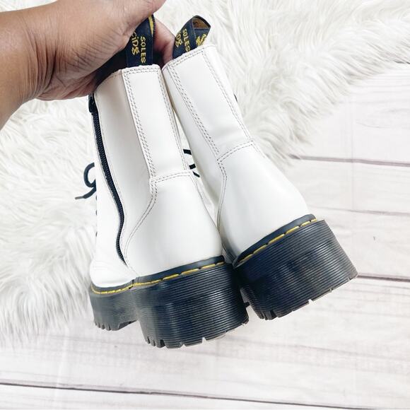 Dr.‎ Martens Women's White Jadon Platform Leather Combat Round Toe Boots Size 8 - Picture 6 of 10